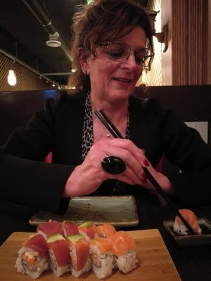 Me eating sushi