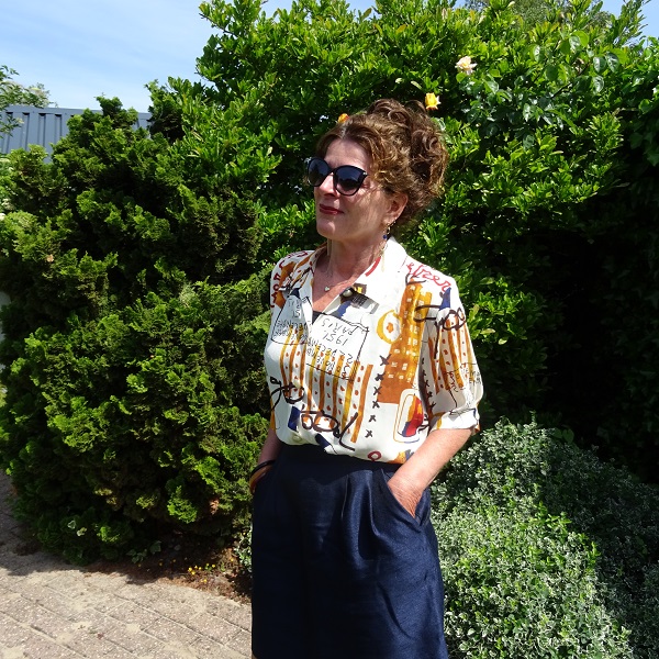 retro blouse with shoulder pads