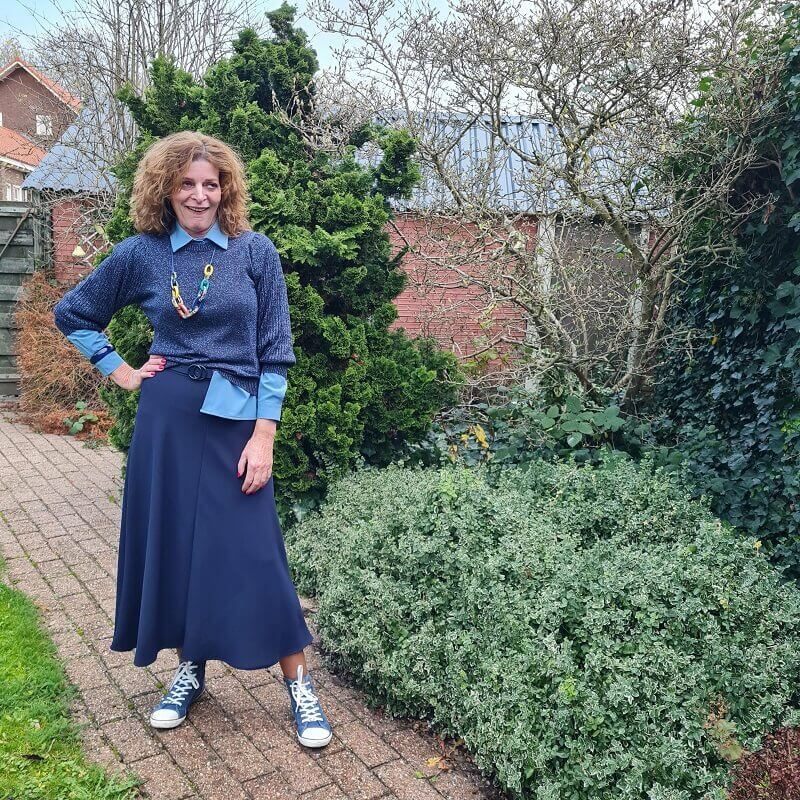 monochrome blue outfit