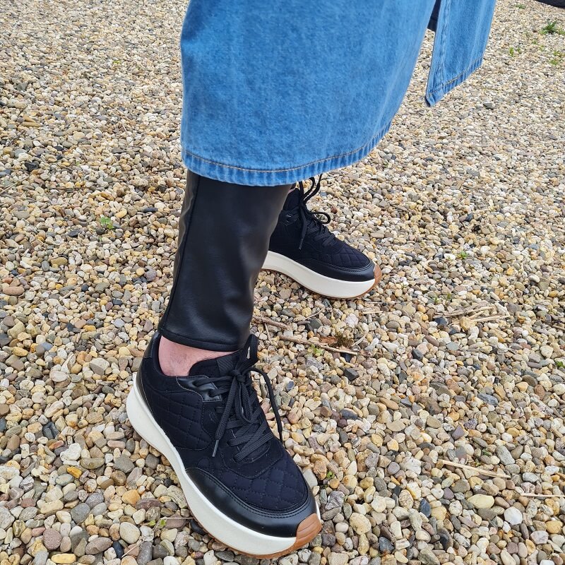 black padded sneakers