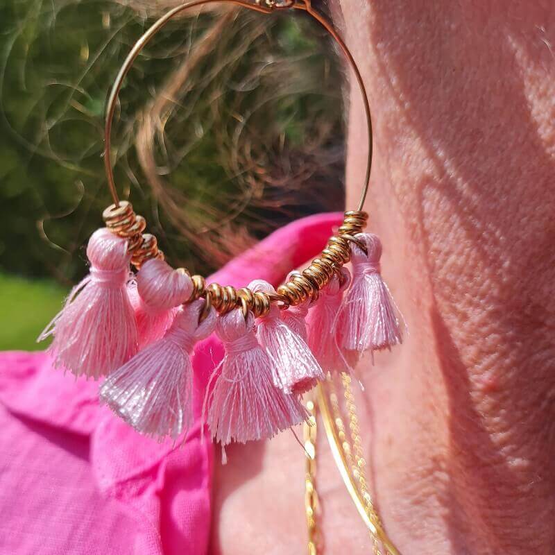gold and pink earrings