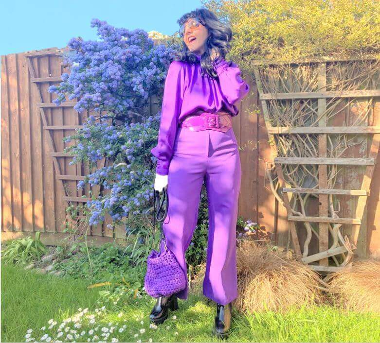purple monochrome outfit