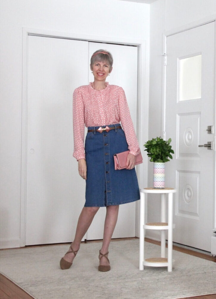 midi denim skirt