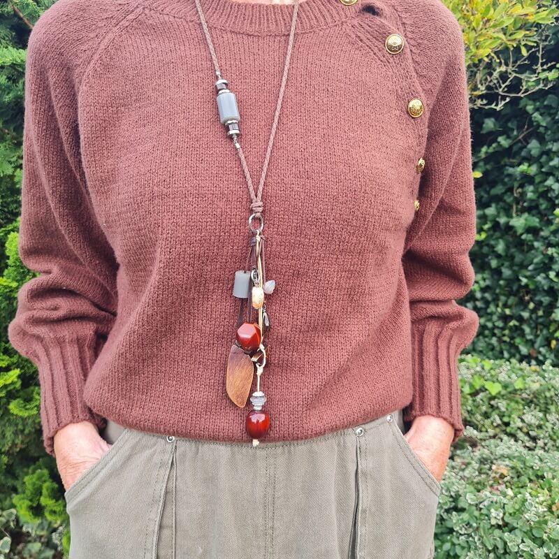 brown and grey necklace