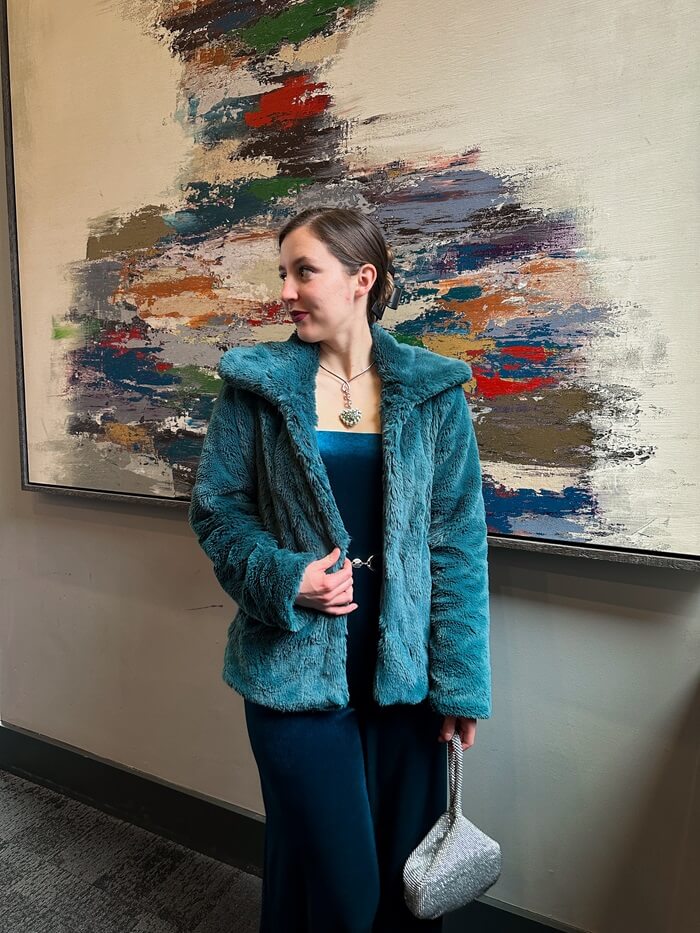 faux fur green coat