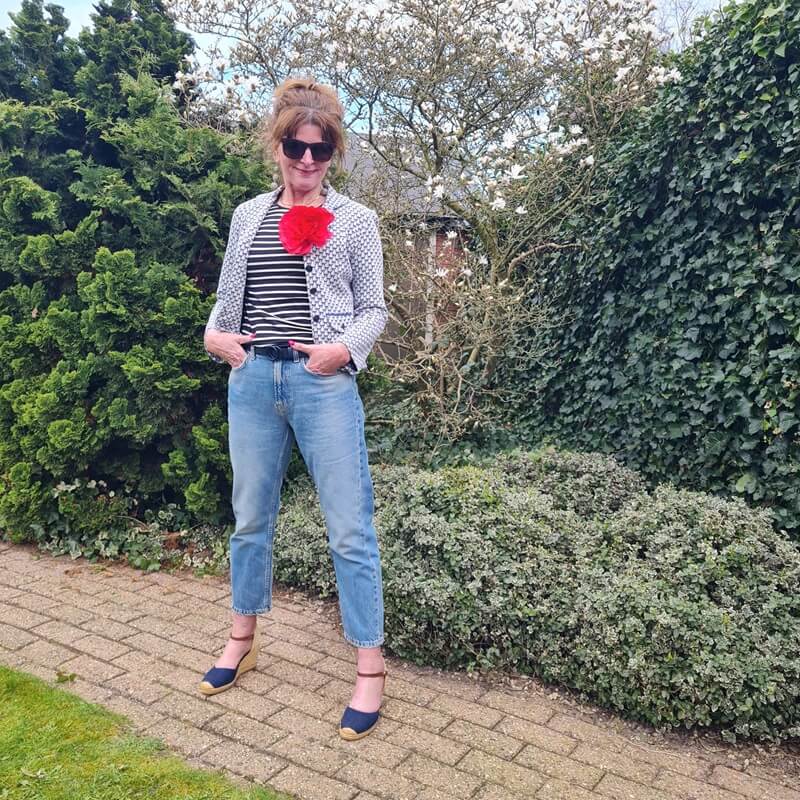 cropped jeans with a striped tee