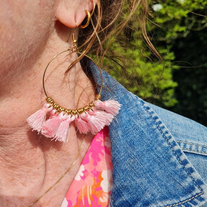 tassel pink earrings