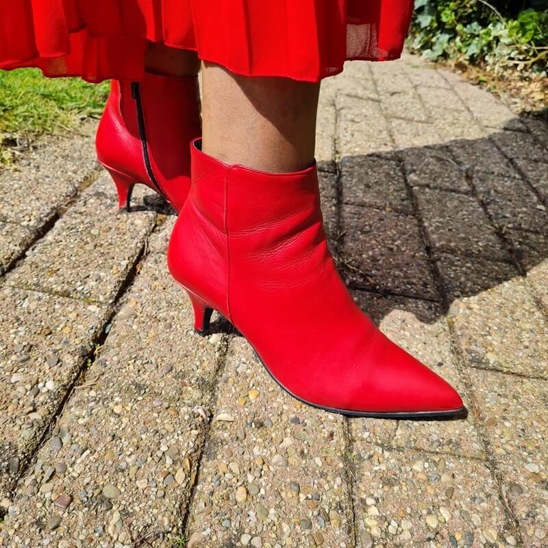 red ankle boots