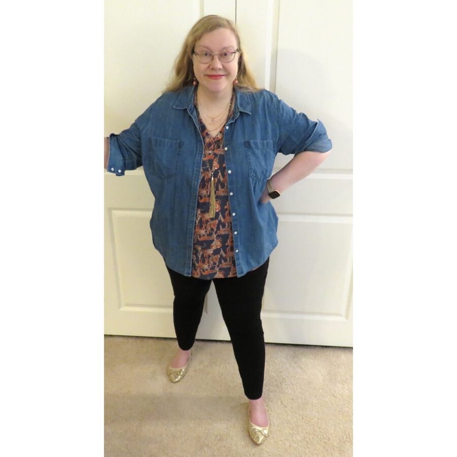 denim blouse as a jacket