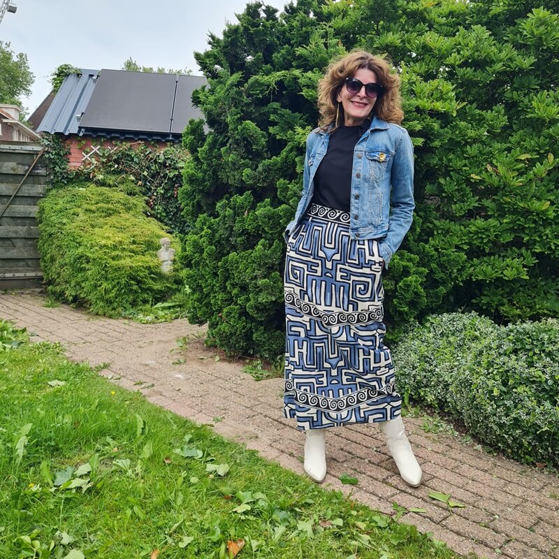 light blue with black and white