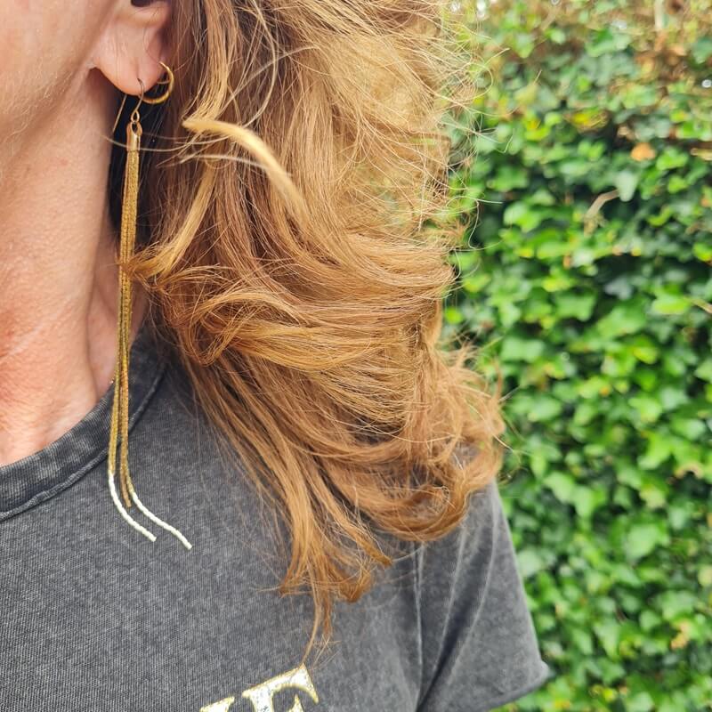 golden long earrings