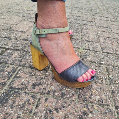leather and wooden sandals
