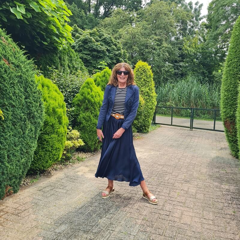 navy silk skirt