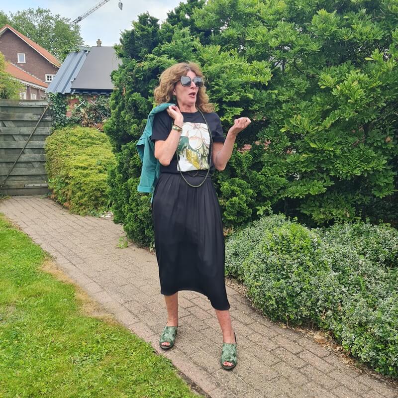 black and green outfit