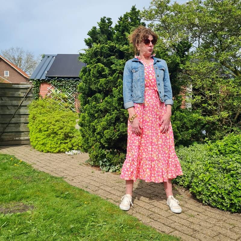 summer dress with denim jacket
