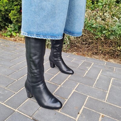 black leather boots