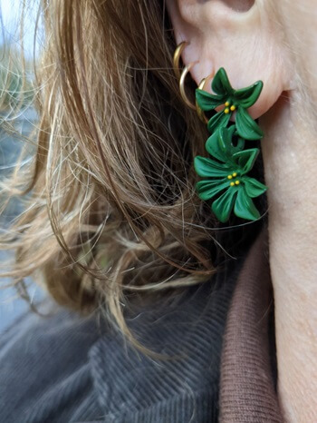 green floral earrings