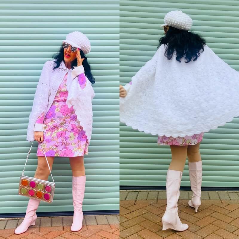 white cape on short dress