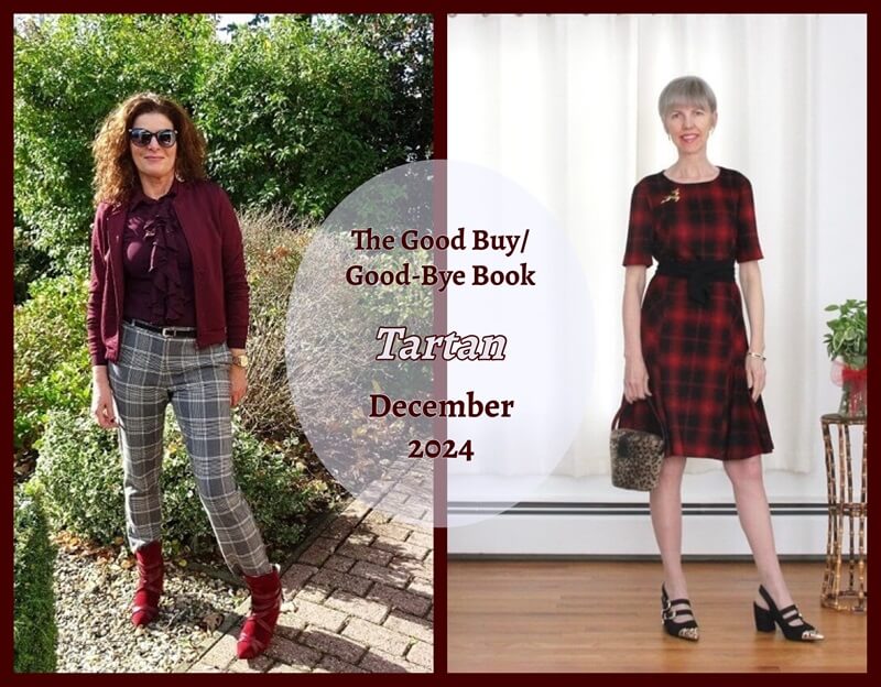 collage of tartan outfits