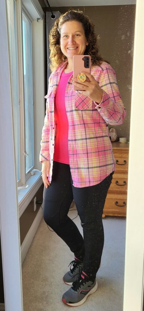 tartan blouse in pink
