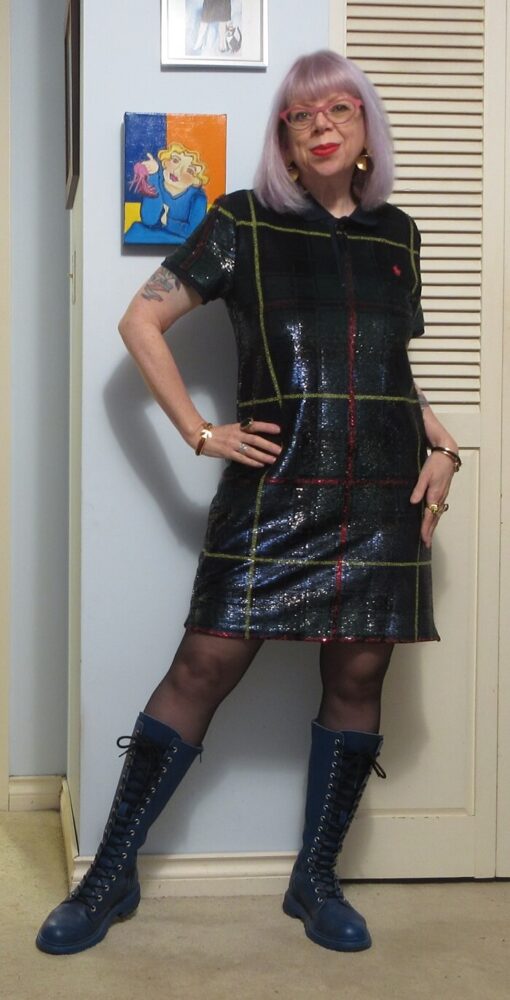 checked short dress