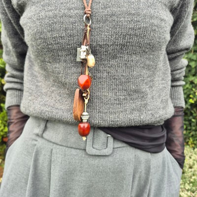 grey and brown necklace