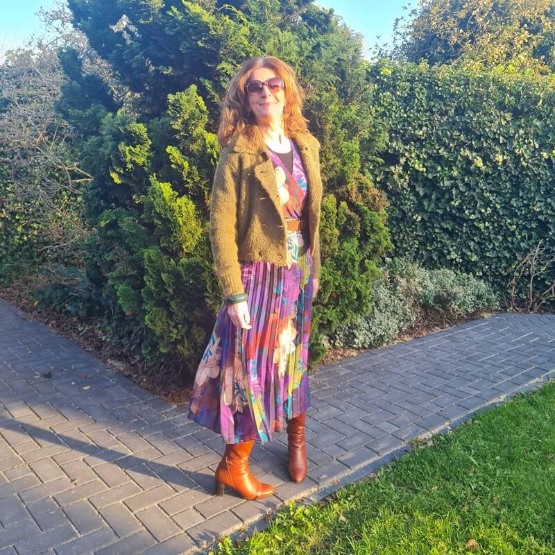 purple and green outfit
