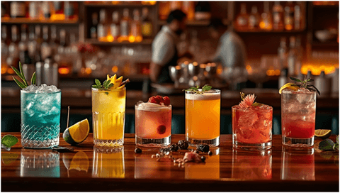 Luxurious cocktail bar scene girls' night