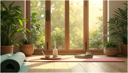 Serene morning home yoga studio self care