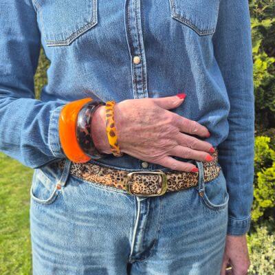 orange and brown bracelets