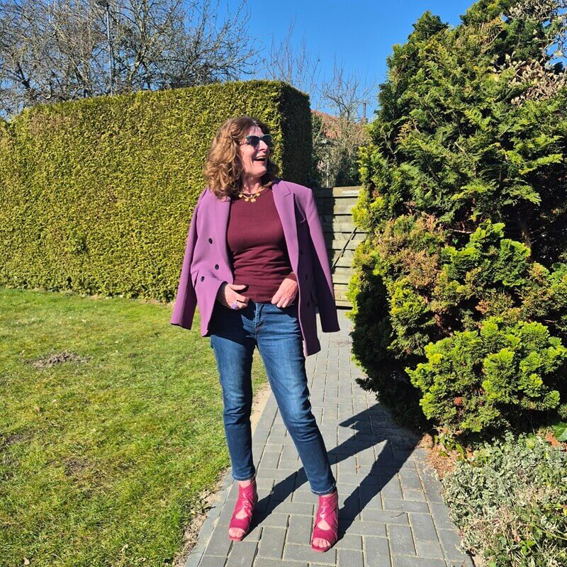 different shades of purple in one outfit