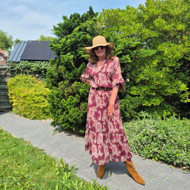 burgundy paisley dress