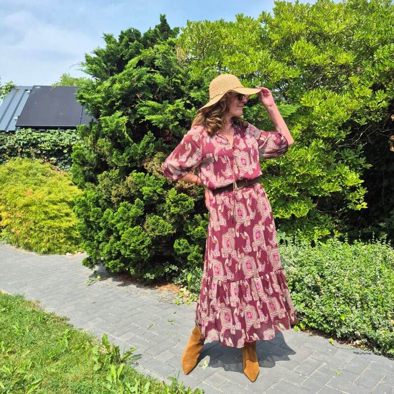 ankle boots under a summer outfit