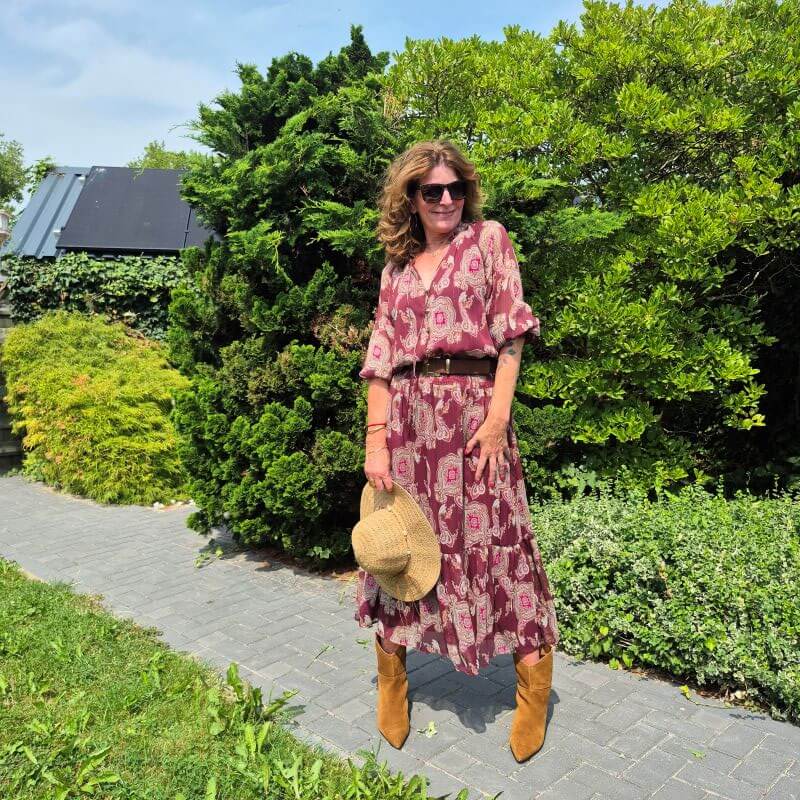 burgundy paisley dress