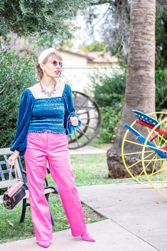 bright pink trousers
