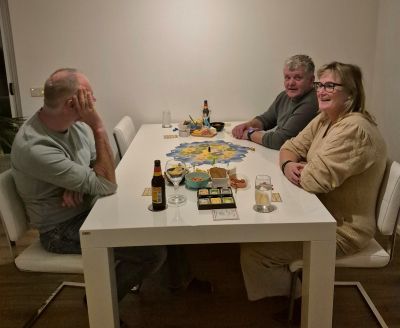 playing boardgames with friends