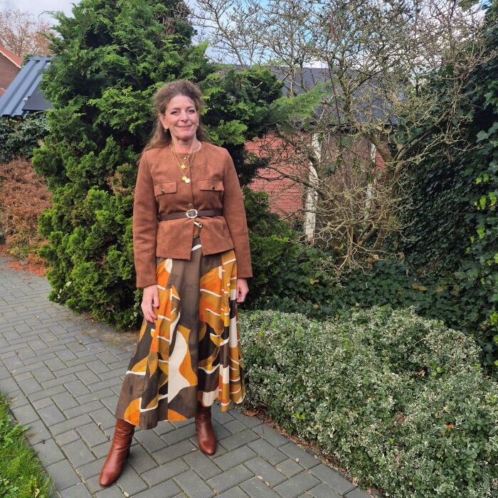 fashionable outfit in brown