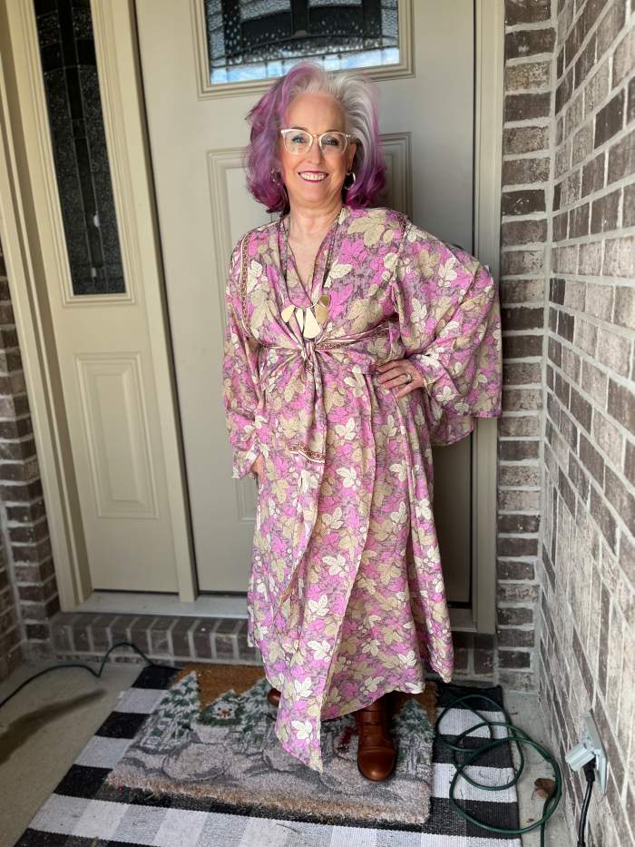 pink hair, pink dress