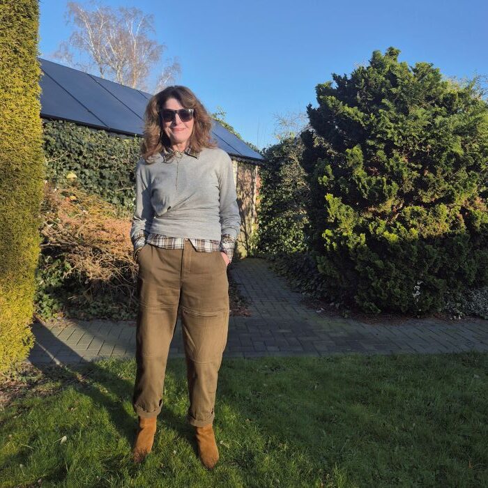 combat trousers and checked shirt