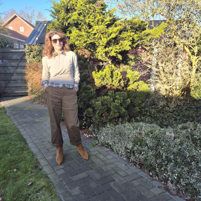 combat trousers and checked shirt