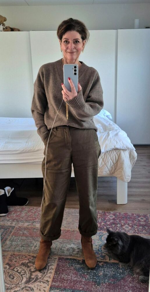 cargo trousers and wool jumper